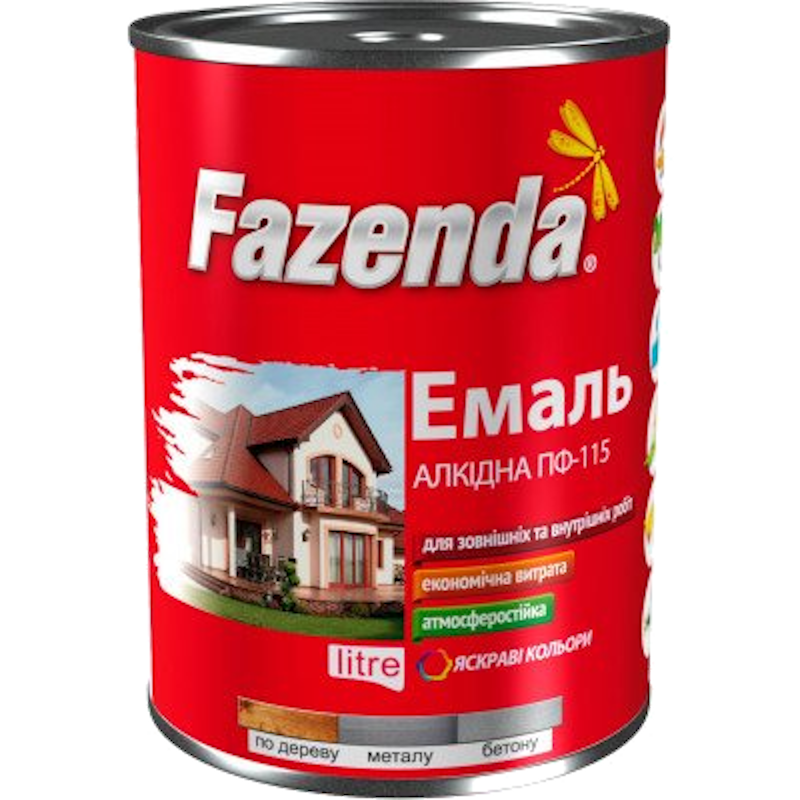 Емаль алкідна FAZENDA ПФ-115, глянець сірий, 2,8кг
